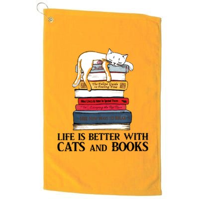 Life Is Better With Cats And Books Cat Book Platinum Collection Golf Towel