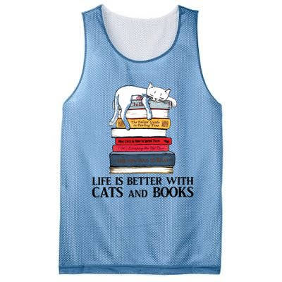 Life Is Better With Cats And Books Cat Book Mesh Reversible Basketball Jersey Tank