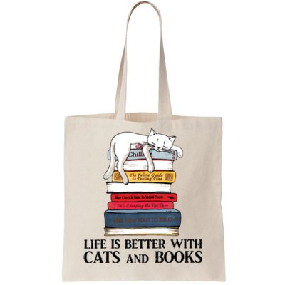 Life Is Better With Cats And Books Cat Book Tote Bag