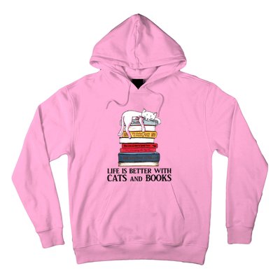 Life Is Better With Cats And Books Cat Book Hoodie