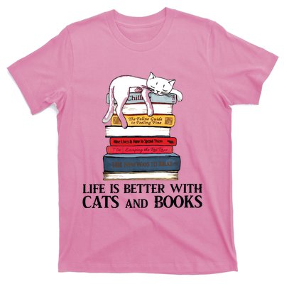 Life Is Better With Cats And Books Cat Book T-Shirt