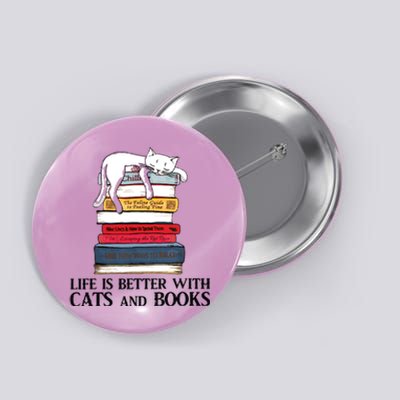 Life Is Better With Cats And Books Cat Book Button