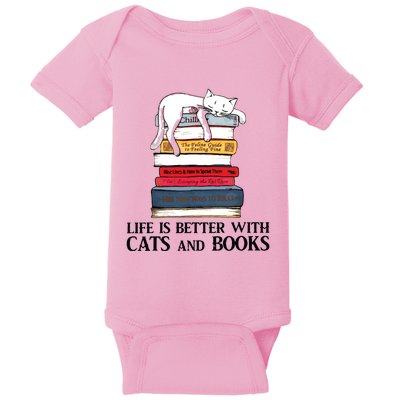 Life Is Better With Cats And Books Cat Book Baby Bodysuit