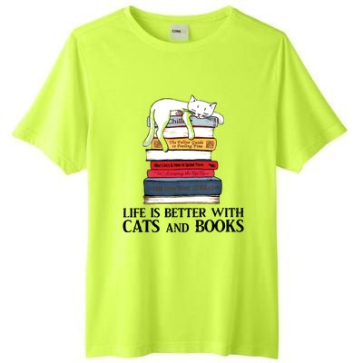 Life Is Better With Cats And Books Cat Book Tall Fusion ChromaSoft Performance T-Shirt