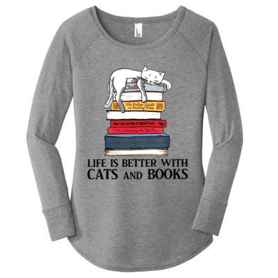 Life Is Better With Cats And Books Cat Book Women's Perfect Tri Tunic Long Sleeve Shirt