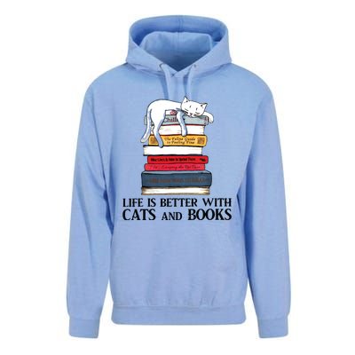 Life Is Better With Cats And Books Cat Book Unisex Surf Hoodie