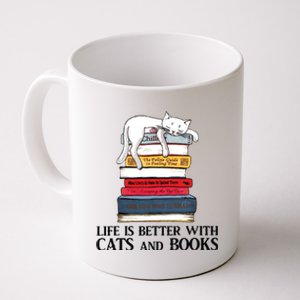 Life Is Better With Cats And Books Cat Book Coffee Mug