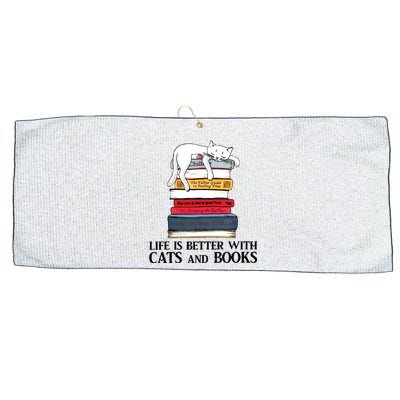 Life Is Better With Cats And Books Cat Book Large Microfiber Waffle Golf Towel