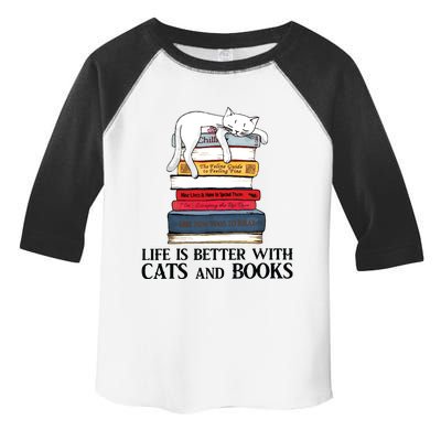 Life Is Better With Cats And Books Cat Book Toddler Fine Jersey T-Shirt