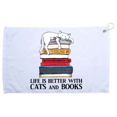 Life Is Better With Cats And Books Cat Book Grommeted Golf Towel