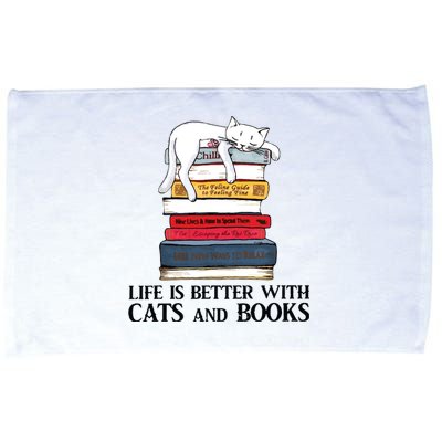 Life Is Better With Cats And Books Cat Book Microfiber Hand Towel