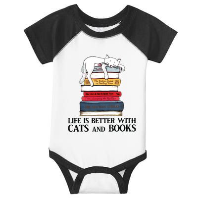 Life Is Better With Cats And Books Cat Book Infant Baby Jersey Bodysuit