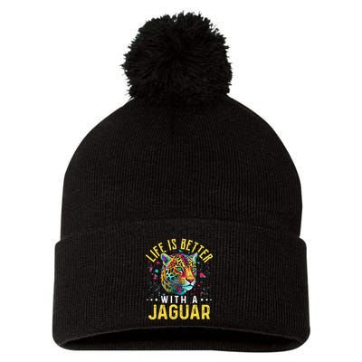 Life Is Better With A JAGUAR Funny JAGUARS Pom Pom 12in Knit Beanie