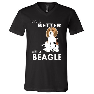 Life Is Better With A Beagle For Beagle Lovers T V-Neck T-Shirt