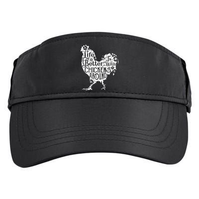 Life Is Better With Chickens Shirts Animal Pet Farmer Adult Drive Performance Visor