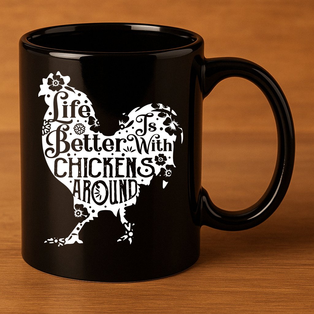 Life Is Better With Chickens Shirts Animal Pet Farmer 11oz C Handle Ceramic Mug