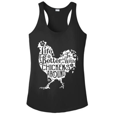 Life Is Better With Chickens Shirts Animal Pet Farmer Ladies PosiCharge Competitor Racerback Tank