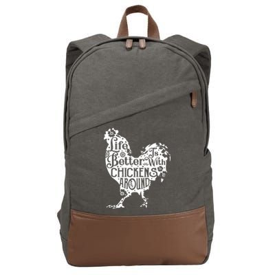 Life Is Better With Chickens Shirts Animal Pet Farmer Cotton Canvas Backpack