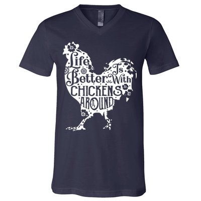 Life Is Better With Chickens Shirts Animal Pet Farmer V-Neck T-Shirt