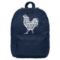 Life Is Better With Chickens Shirts Animal Pet Farmer 16 in Basic Backpack