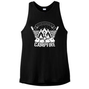 Life Is Better Around The Campfire Camping Lovers Ladies PosiCharge Tri-Blend Wicking Tank