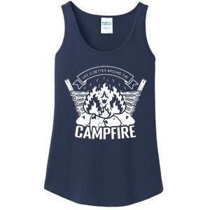 Life Is Better Around The Campfire Camping Lovers Ladies Essential Tank