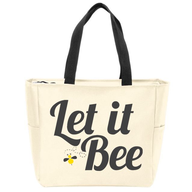 Let It Bee Funny Beehive Cute Beekeeping Gift Zip Tote Bag