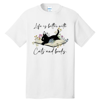 Life Is Better With Cats And Books Tall T-Shirt