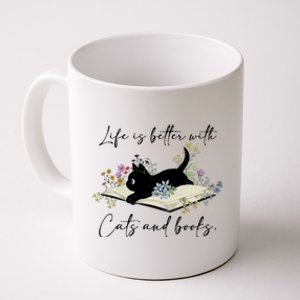 Life Is Better With Cats And Books Coffee Mug