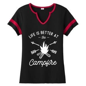 Life Is Better At The Campfire Ladies Halftime Notch Neck Tee