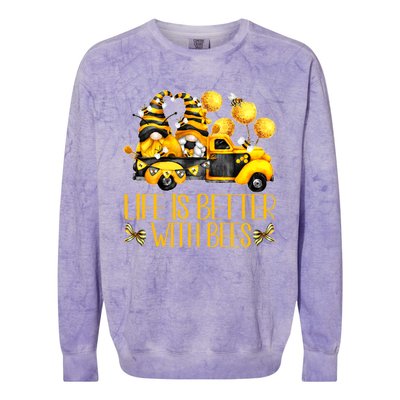 Life Is Better With Bees For Beekeeper Honey Bee Gnome Cute Gift Colorblast Crewneck Sweatshirt