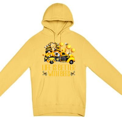 Life Is Better With Bees For Beekeeper Honey Bee Gnome Cute Gift Premium Pullover Hoodie