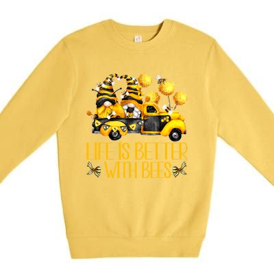 Life Is Better With Bees For Beekeeper Honey Bee Gnome Cute Gift Premium Crewneck Sweatshirt