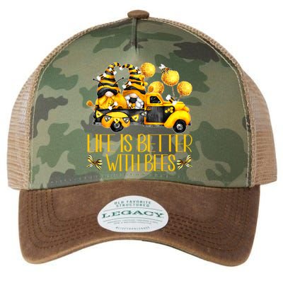 Life Is Better With Bees For Beekeeper Honey Bee Gnome Cute Gift Legacy Tie Dye Trucker Hat