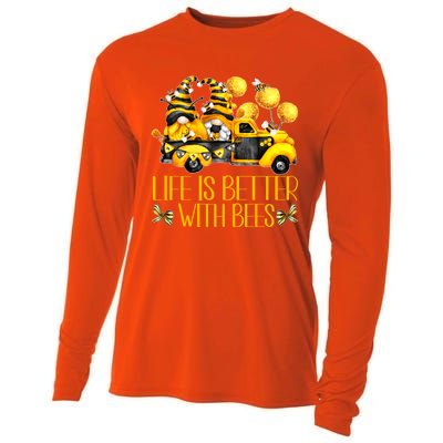 Life Is Better With Bees For Beekeeper Honey Bee Gnome Cute Gift Cooling Performance Long Sleeve Crew