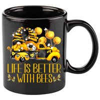 Life Is Better With Bees For Beekeeper Honey Bee Gnome Cute Gift 11oz C Handle Ceramic Mug