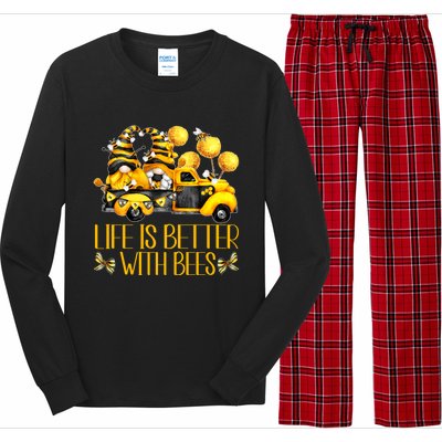 Life Is Better With Bees For Beekeeper Honey Bee Gnome Cute Gift Long Sleeve Pajama Set