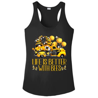 Life Is Better With Bees For Beekeeper Honey Bee Gnome Cute Gift Ladies PosiCharge Competitor Racerback Tank