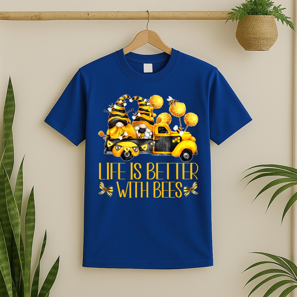 Life Is Better With Bees For Beekeeper Honey Bee Gnome Cute Gift T-Shirt