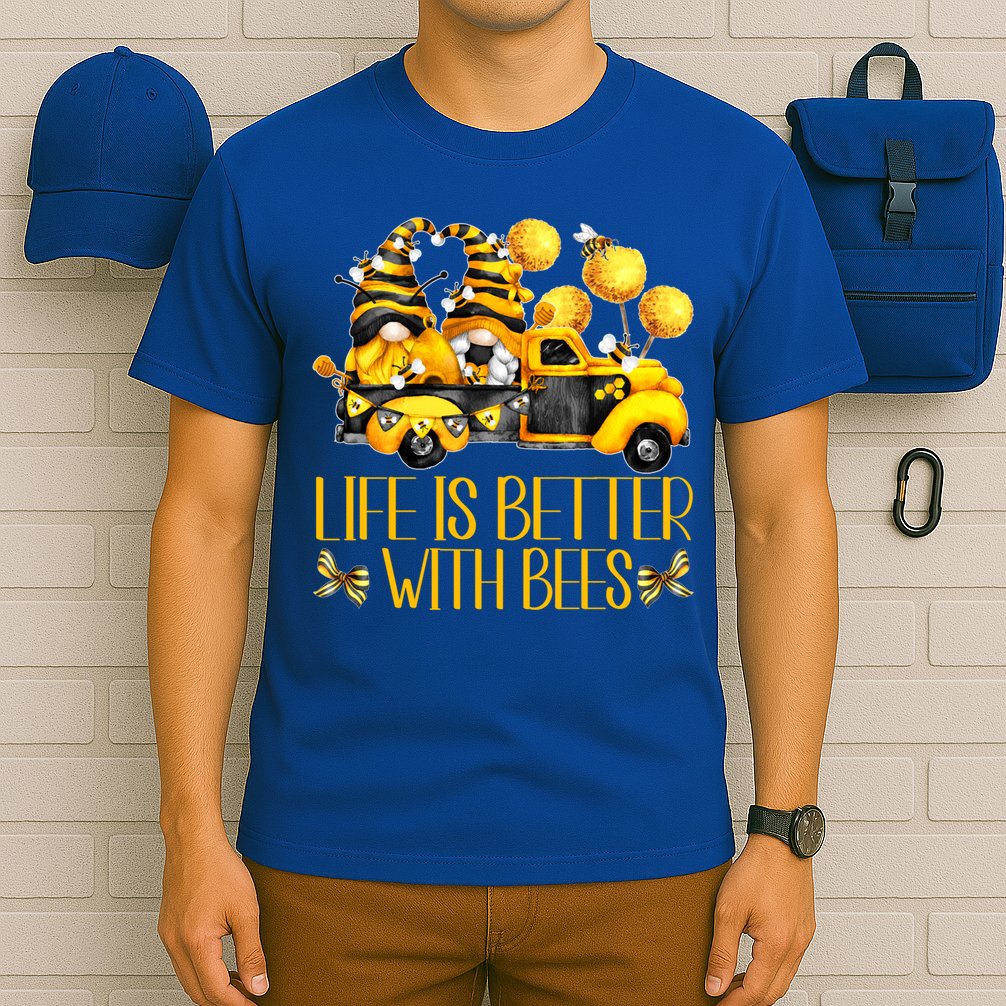 Life Is Better With Bees For Beekeeper Honey Bee Gnome Cute Gift T-Shirt