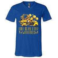 Life Is Better With Bees For Beekeeper Honey Bee Gnome Cute Gift V-Neck T-Shirt