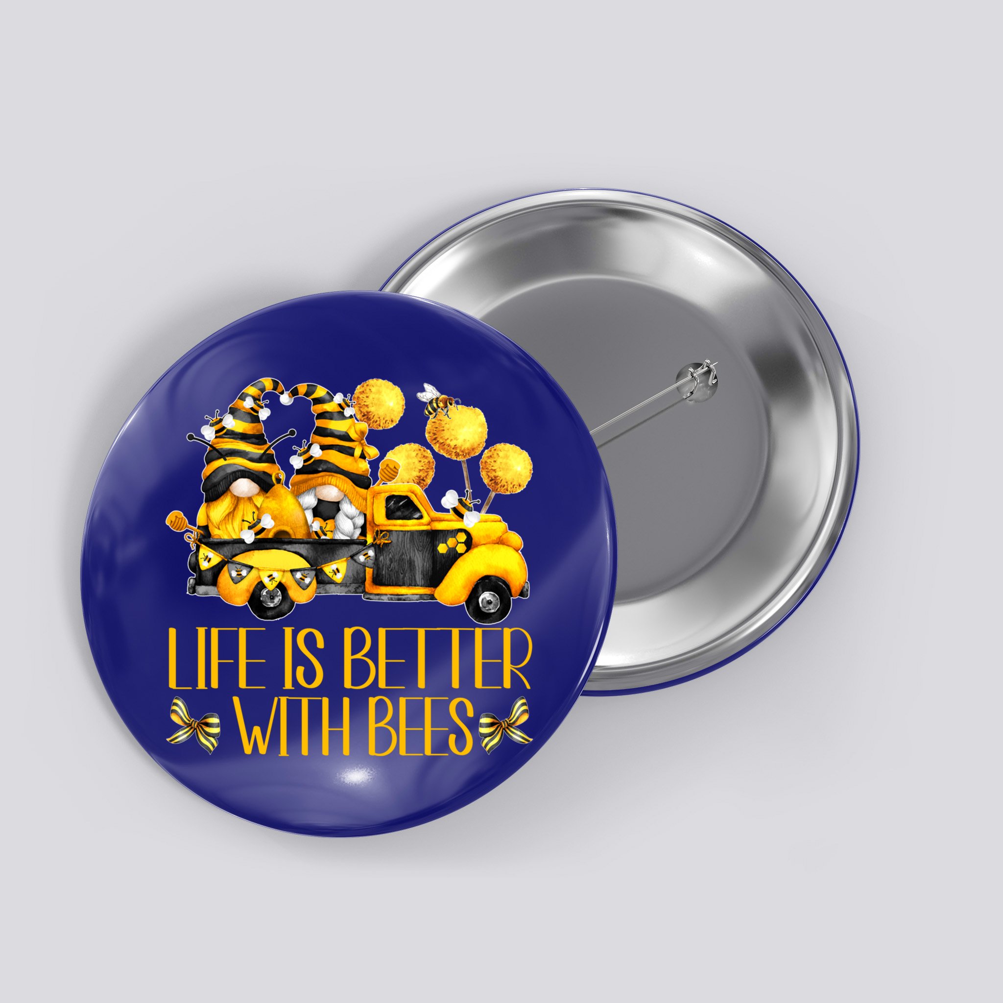 Life Is Better With Bees For Beekeeper Honey Bee Gnome Cute Gift Button