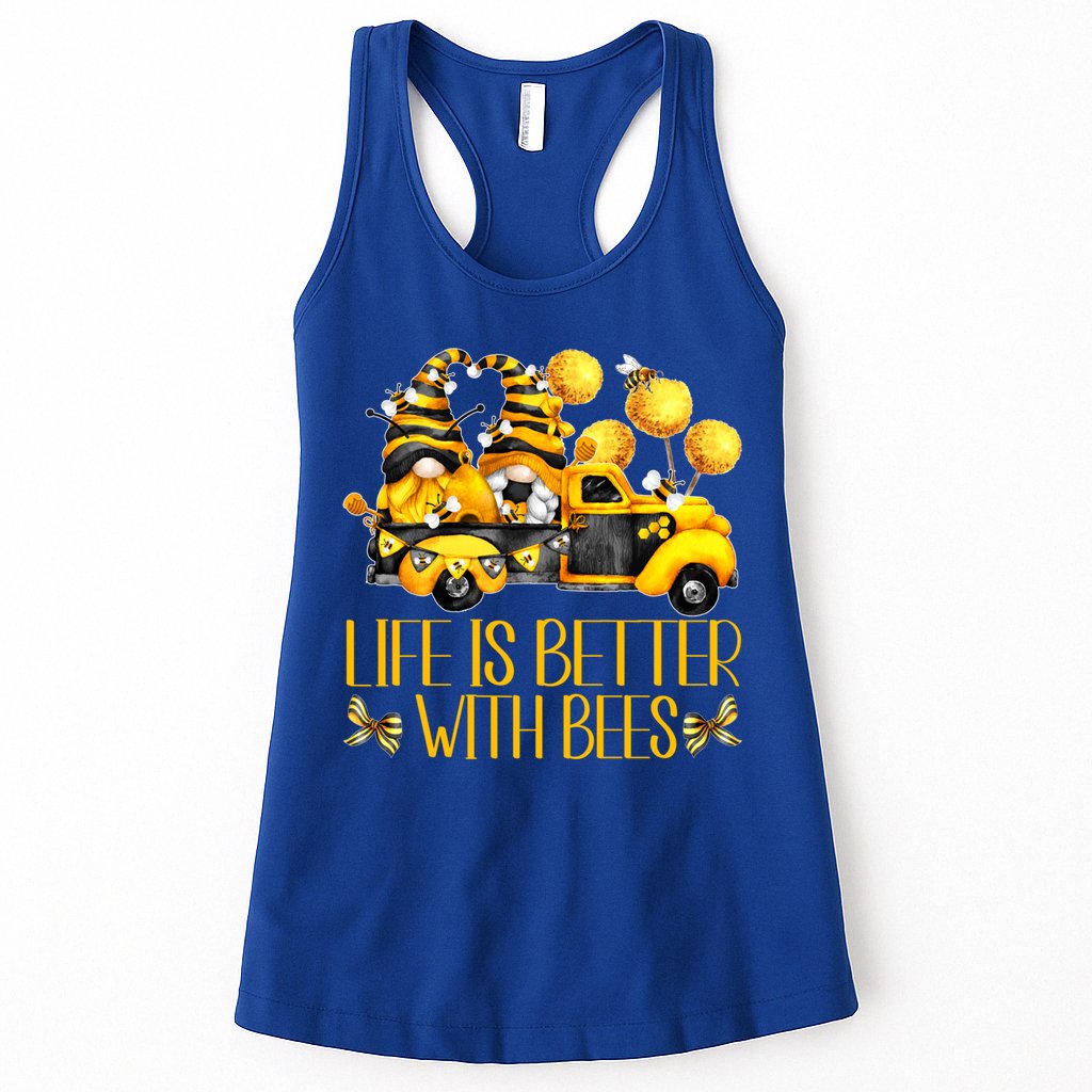 Life Is Better With Bees For Beekeeper Honey Bee Gnome Cute Gift Womens Tank Top