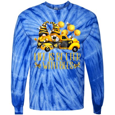 Life Is Better With Bees For Beekeeper Honey Bee Gnome Cute Gift Tie-Dye Long Sleeve Shirt