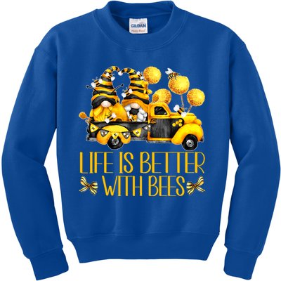 Life Is Better With Bees For Beekeeper Honey Bee Gnome Cute Gift Kids Sweatshirt