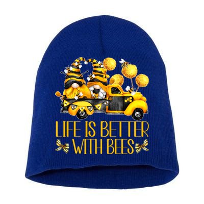 Life Is Better With Bees For Beekeeper Honey Bee Gnome Cute Gift Short Acrylic Beanie