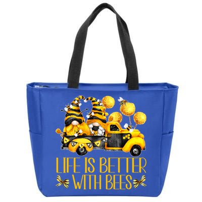 Life Is Better With Bees For Beekeeper Honey Bee Gnome Cute Gift Zip Tote Bag