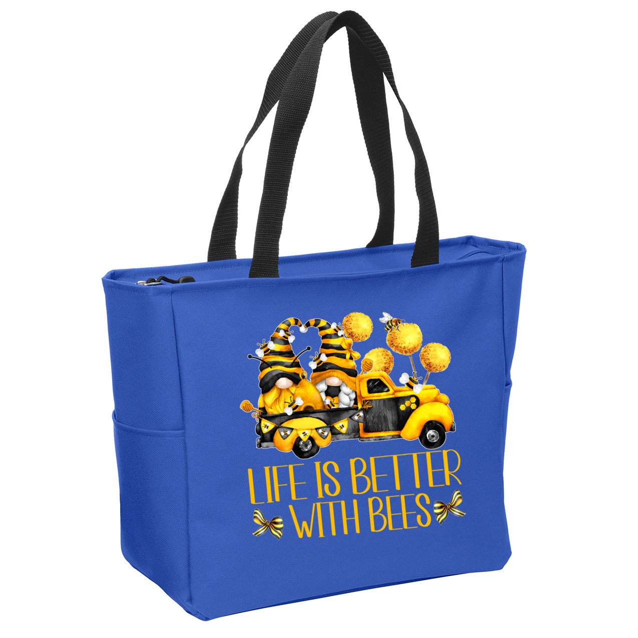 Life Is Better With Bees For Beekeeper Honey Bee Gnome Cute Gift Zip Tote Bag