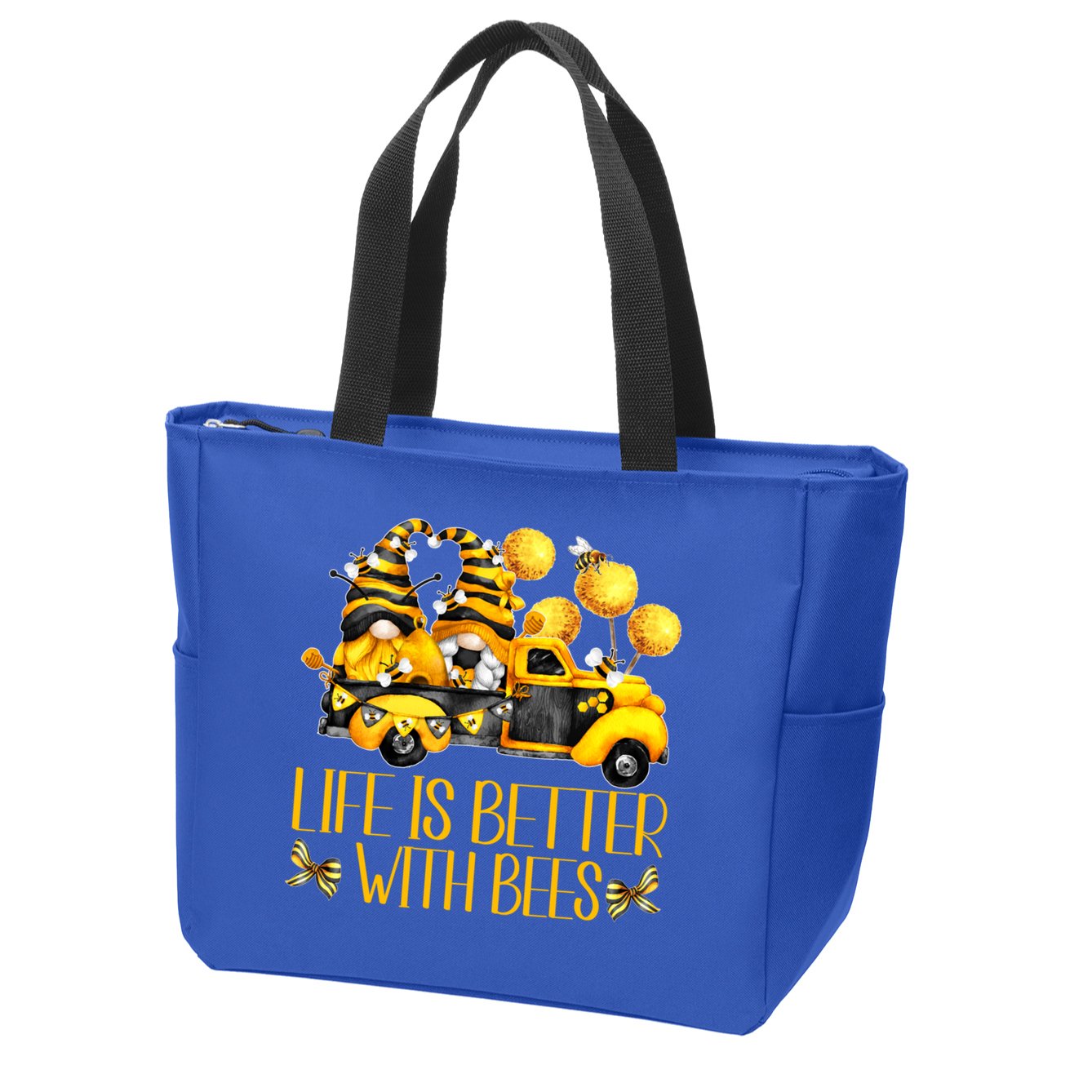 Life Is Better With Bees For Beekeeper Honey Bee Gnome Cute Gift Zip Tote Bag