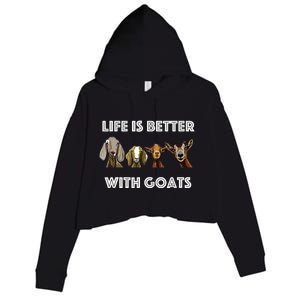 Life Is Better With Goats Goat Lover Crop Fleece Hoodie